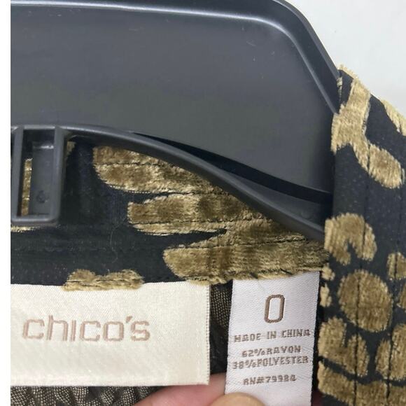 Chicos Gold & Black Velvet Burnout Flat Collar Jacket Blazer Size Small Artsy - Picture 9 of 10